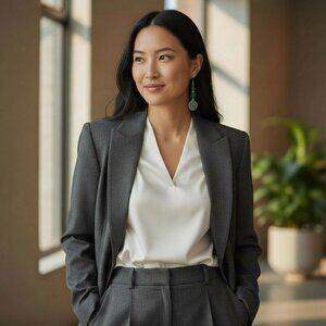 Career Casual Chic Emerald Green Crystal Dangle Mesh Earrings Set